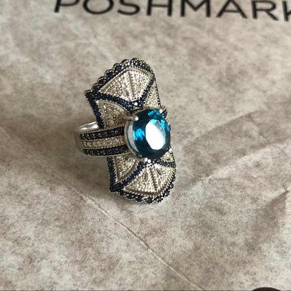 Rarities 5.39 ct. London Blue Topaz Ring Shield - Picture 9 of 10